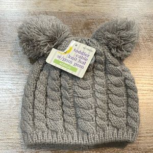 Toddler Cable Knit Hat with Pom Pom